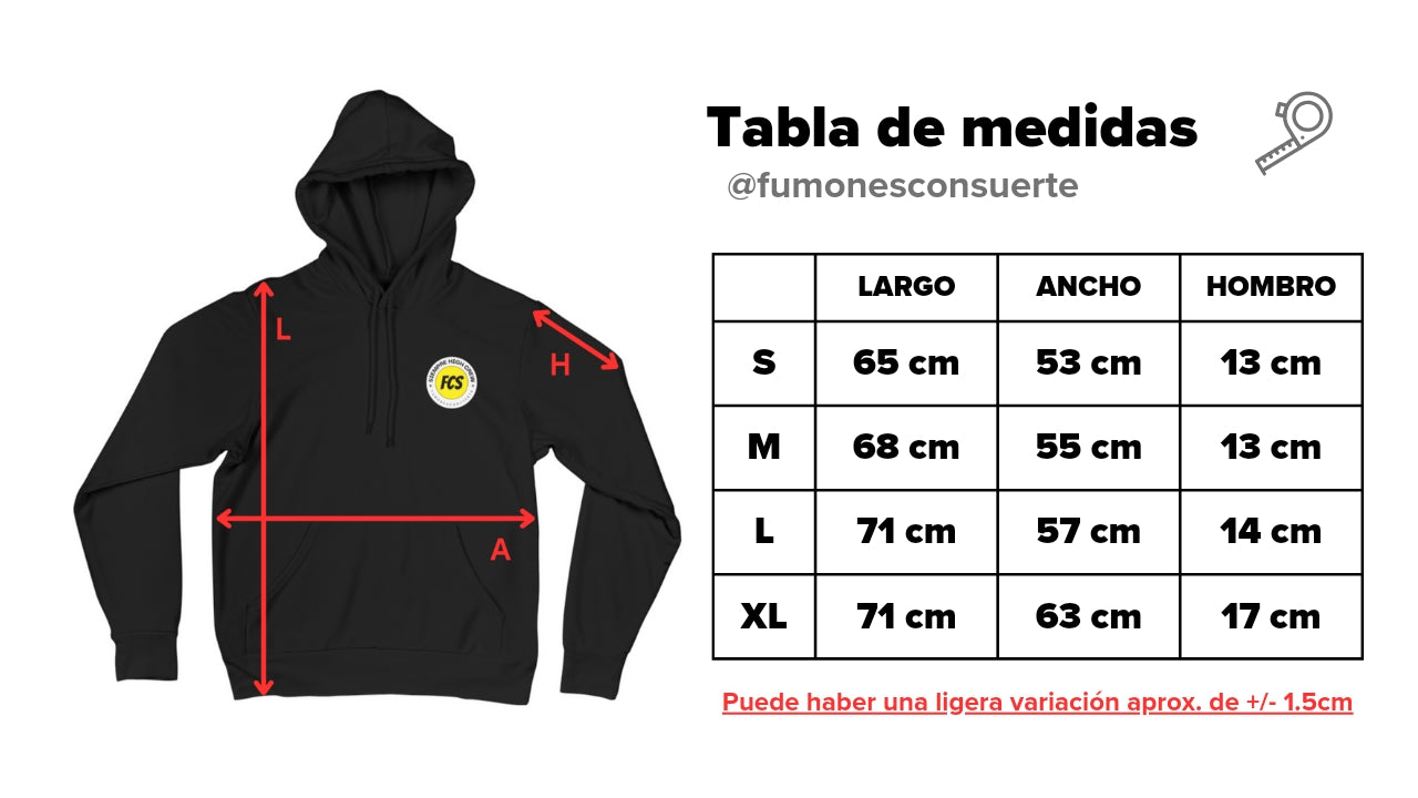 Tabla de medidas POLERAS fumonesconsuerte 